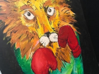 Грозного льва в боксерских перчатках нарисовал ставропольский певец Димосс Саранча