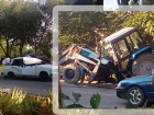 Трактор развалился на части в лобовом столкновении с "семеркой" на Ставрополье