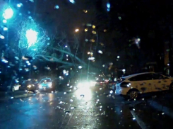 Очевидцы урагана засняли падение дерева на автомобили в Ставрополе