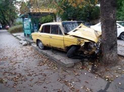 Отец с дочерью на скорости влетели в припаркованный автомобиль и дерево в Кисловодске