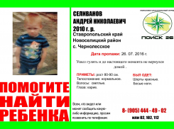 Пятилетний малыш ушёл гулять и не вернулся домой на Ставрополье