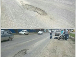 В Пятигорске байкер перевернулся на мотоцикле из-за ямки на дороге