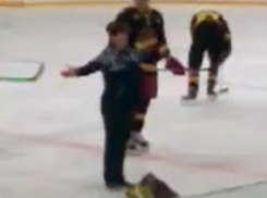 «Настоящий» хоккей показала «кривоногим» спортсменам вышедшая на лед посреди матча ставропольчанка
