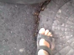 «Хвала Ставропольским Асфальтоукладчикам!»: прогибающийся асфальт на проезжей  части в Ставрополе попал на видео