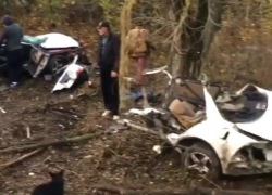 "Тойоту-Марк" разорвало на две части при столкновении с деревом на трассе Ростов - Ставрополь