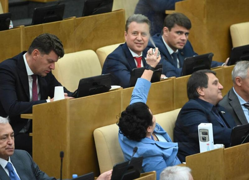 Пшикнула от заразы: депутат Госдумы от Ставрополья Раиса Кармазина удивила коллег на заседании