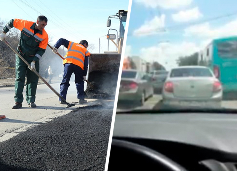 Спешка дорожников закончить ремонт стала причиной трехкилометровой пробки на юге Ставрополя