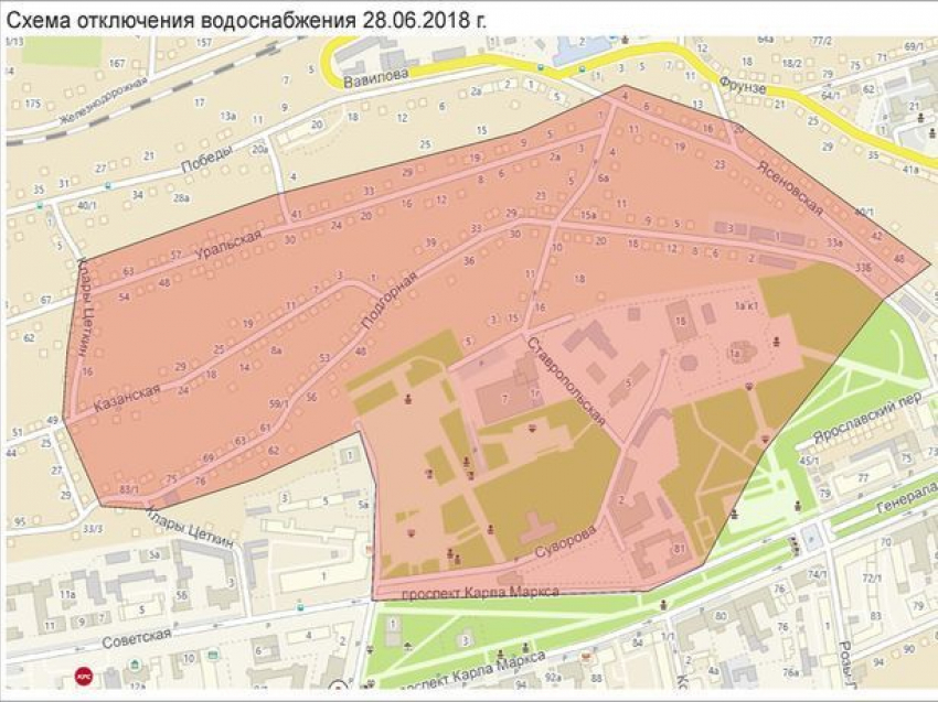 Жители нескольких центральных улиц Ставрополя останутся без воды на целый день в Ставрополе