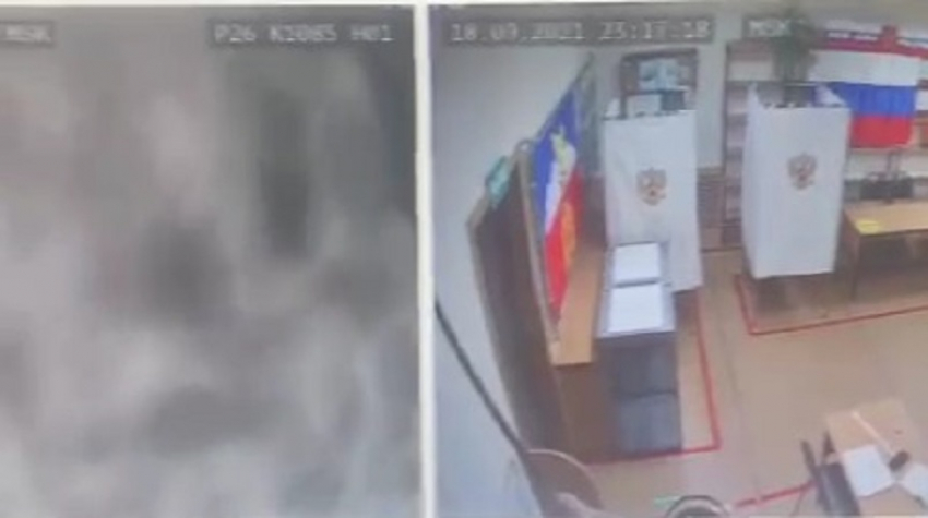 Камеру на избирательном участке Пятигорска №1085 закрыли шваброй