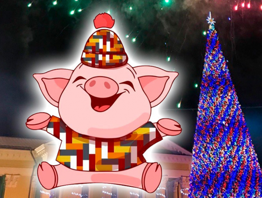 Свинка в наряде цветной тротуарной плитки стала новогодним символом Ставрополя