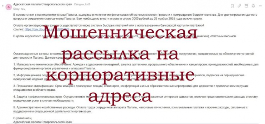 Адвокатскую палату Ставрополья атаковали мошенники
