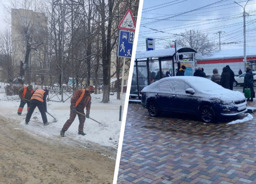 Снегопад, штормовое предупреждение и 9-балльные пробки: утро понедельника в Ставрополе выдалось тяжелым